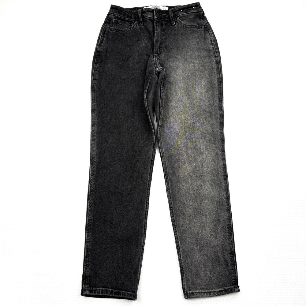 Hollister Jeans Womens 00S Black Gray Two Tone Split Curvy High Rise Mom 23x25